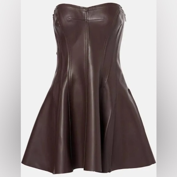 NORMA KAMALI Grace Faux Leather Corset Dress Size Large / 10 - Picture 2 of 5